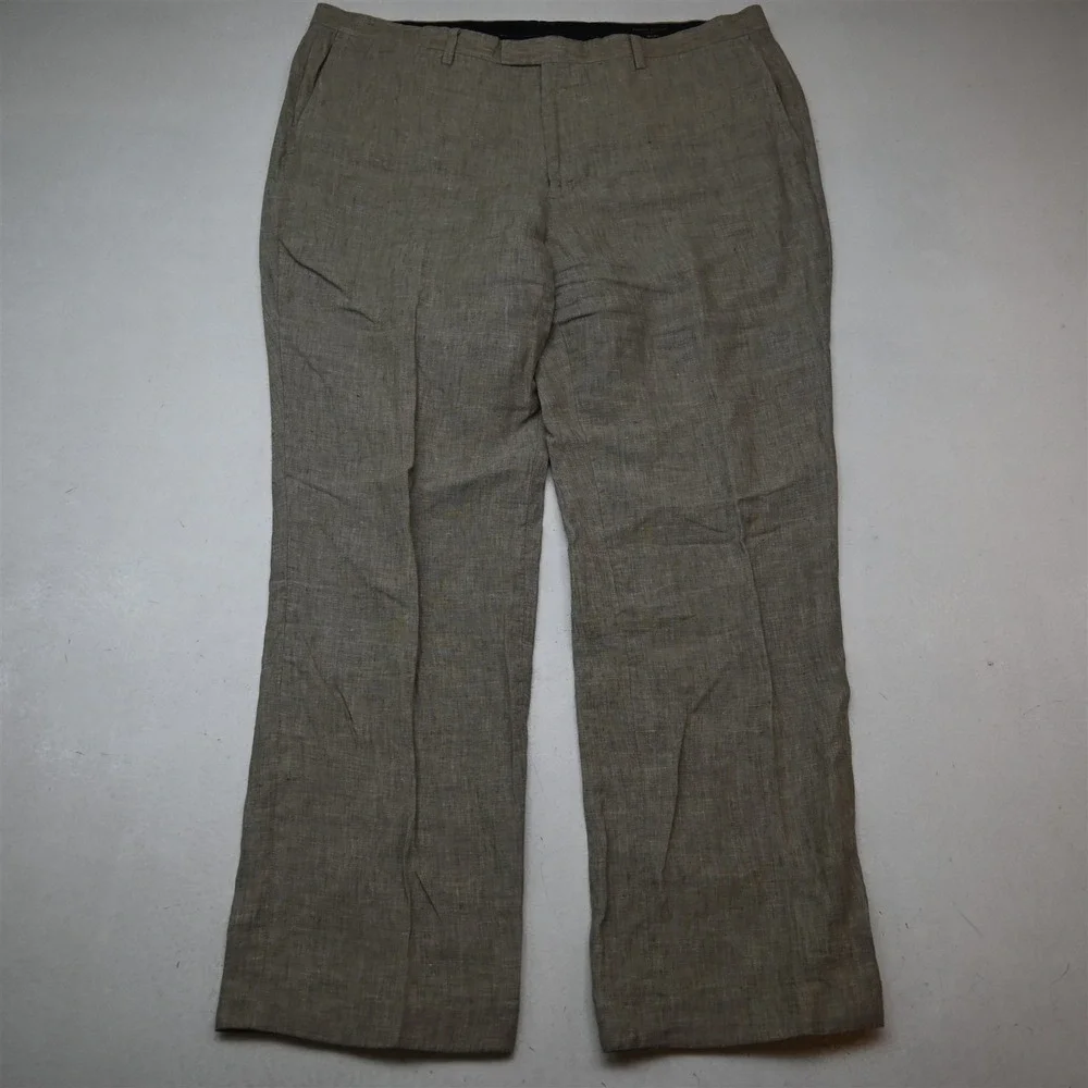 Banana Republic 38x32 Tan Brown 100% Linen 581140 Slim Fit Dress Mens Pants